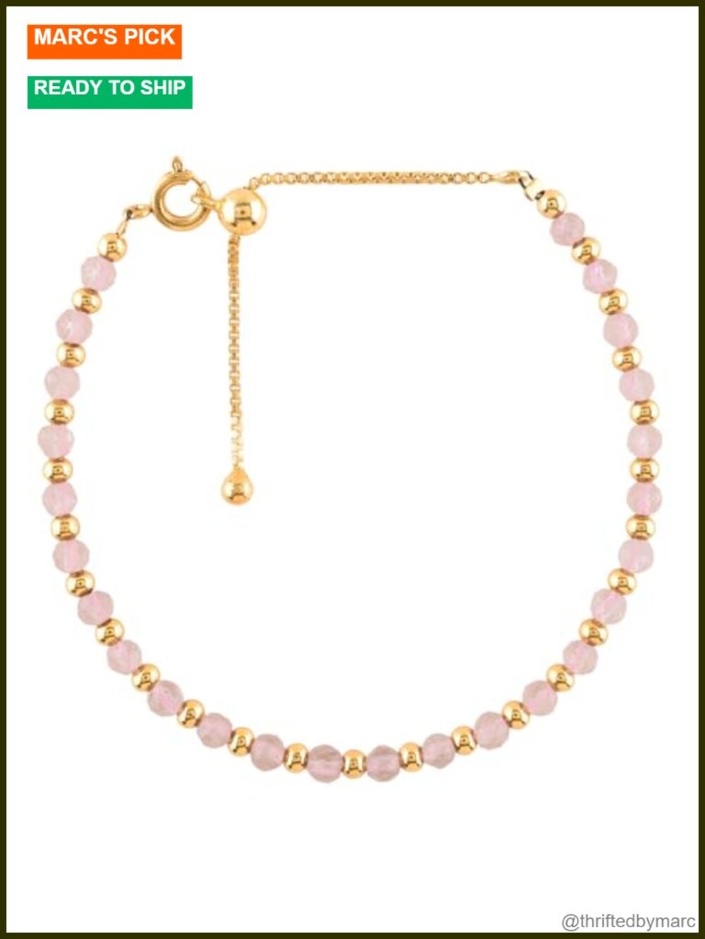Beaded Birthstone Bracelet, 14K Gold Plated Adjustable Slider, Natural Gemstone